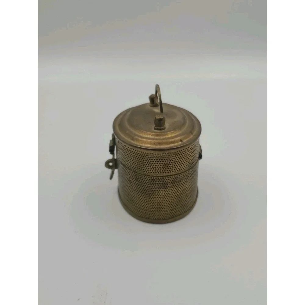 Vintage Indian Handcrafted Brass Jali Cut Box Trinket Storage Stash Decorative